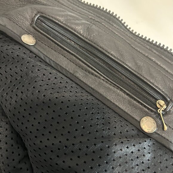 Vtg Teknic Black Leather Motorcycle Jacket Men’s Sz 40/50 Padded Biker Cafe Race - Picture 11 of 14
